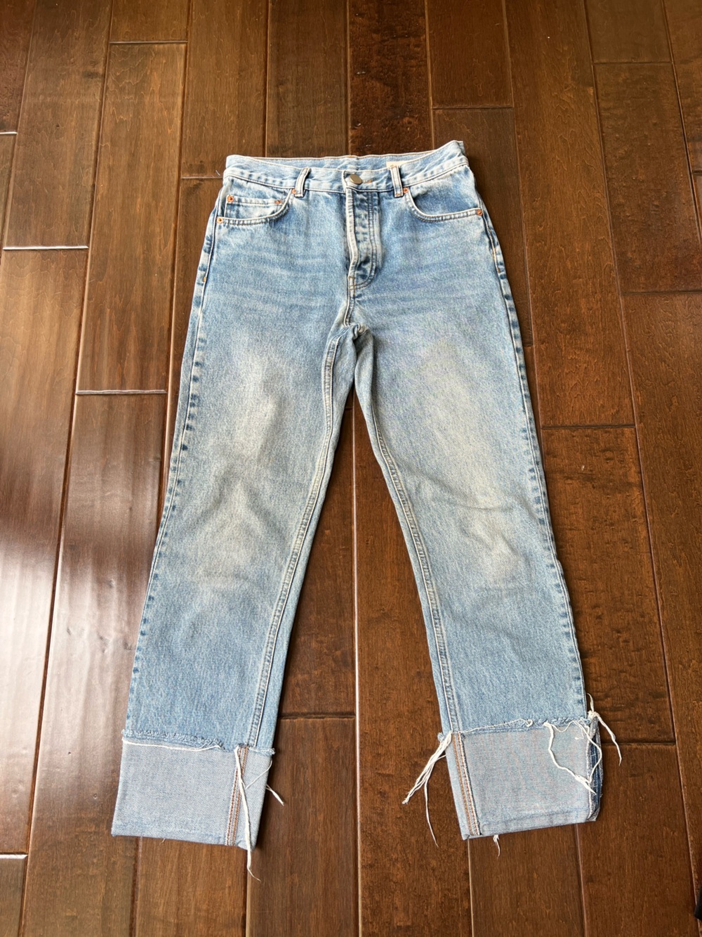 ASOS Light Blue Slim Straight Cuffed Jeans